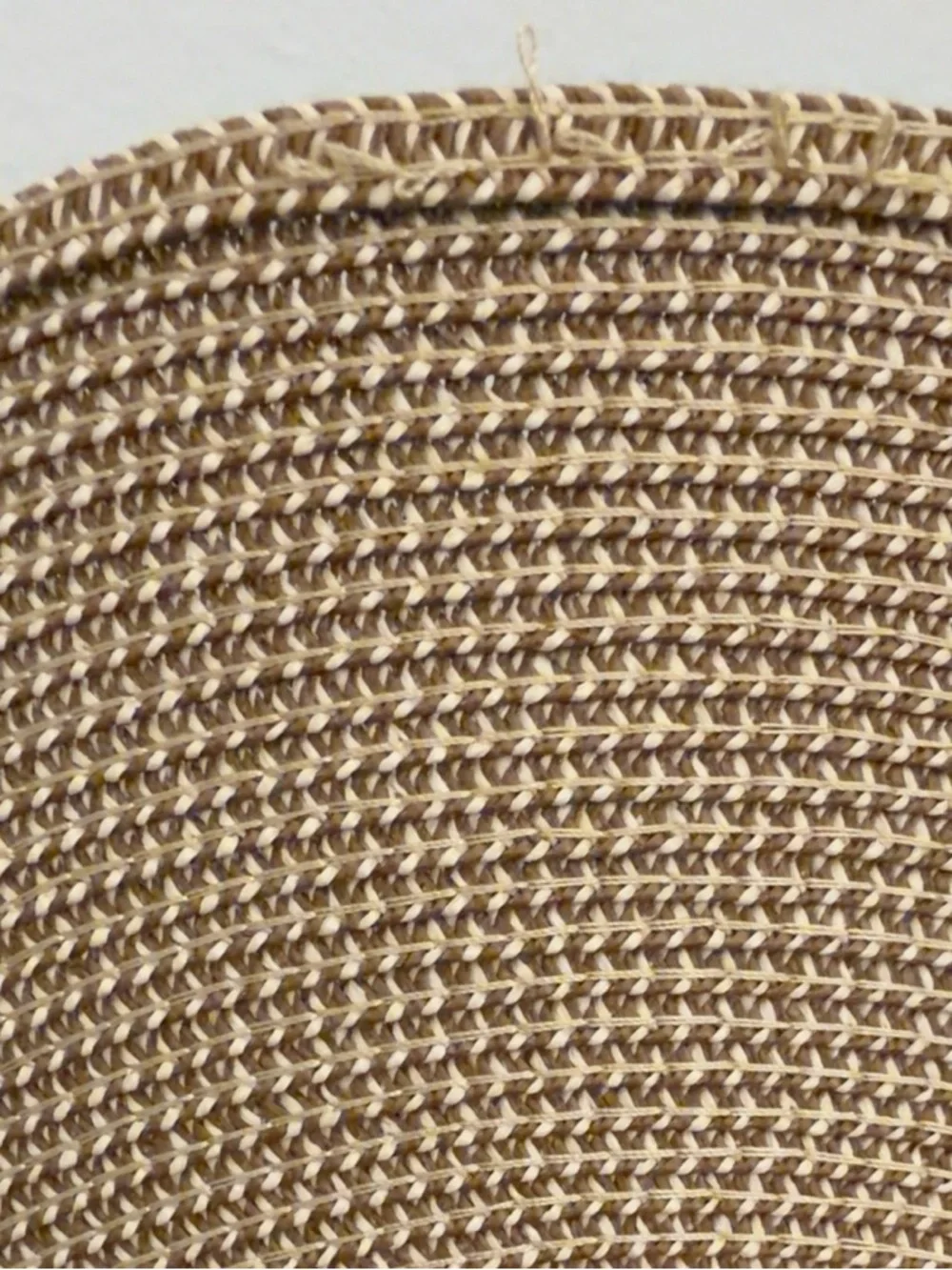 Wide-Brim Straw Sun Hat with Polka Dot Scarf - Tan